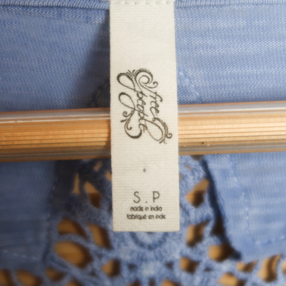 SOLD Free People | Keepsake Long Sleeve Crochet Inset Slub Henley Top - Picture 7 of 9